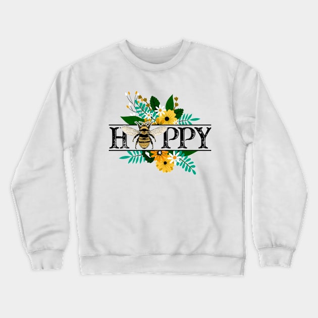 Bee Happy Flowers Crewneck Sweatshirt by Tidewater Beekeepers